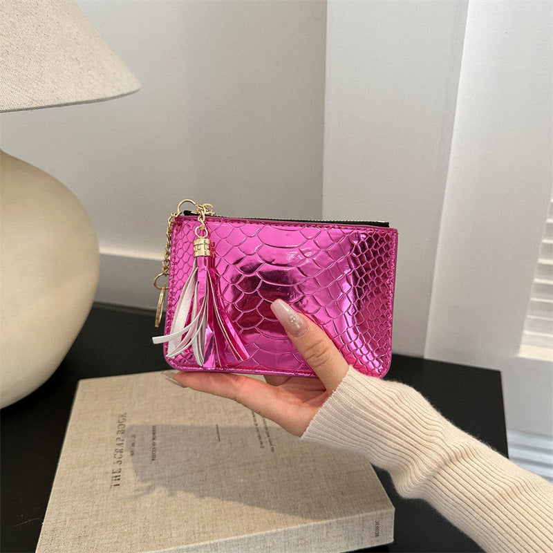 Wholesale PU Crocodile Pattern Multi Card Tassel Zero Wallet